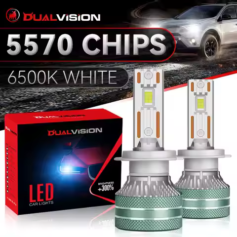 Dualvision K5C H7 LED Headlights Canbus H1 H4 H3 H11 9012 HIR2 H8 H9 9005 9006 HB3 HB4 High Power 6500K 5570 CSP Chip Car Light