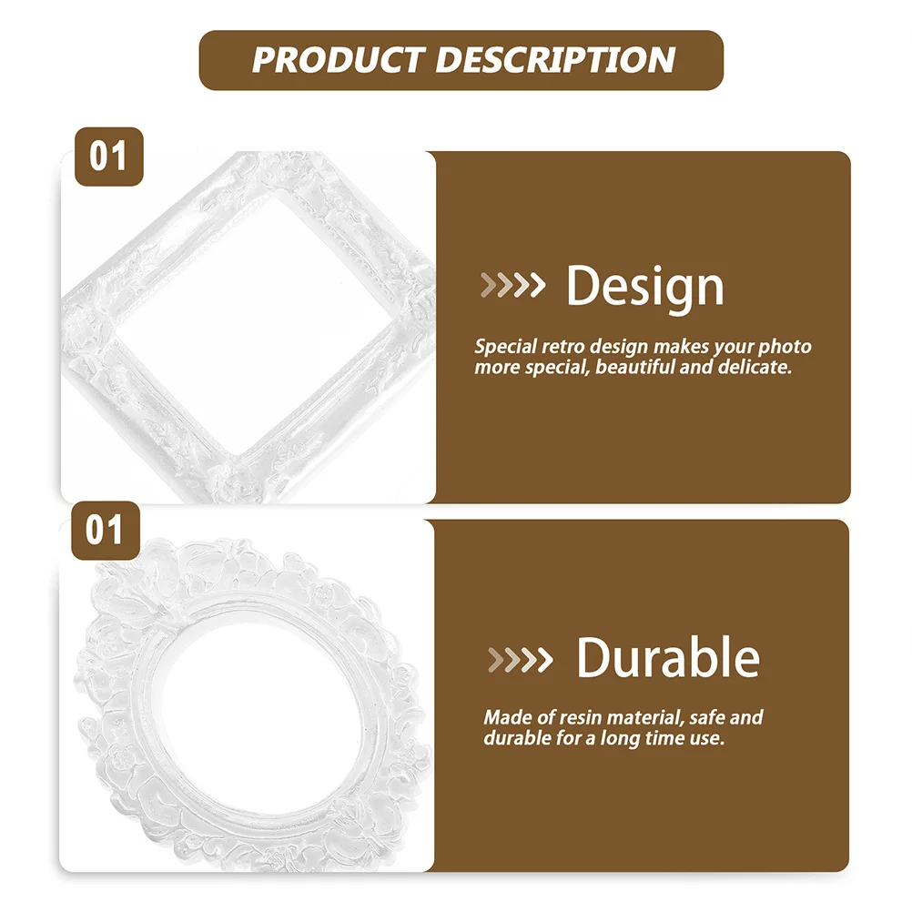 

8Pcs Mini Retro Picture Frames DIY Small Photo Holder Premium Resin and Multi-Purpose Mini Resin Photo Frame