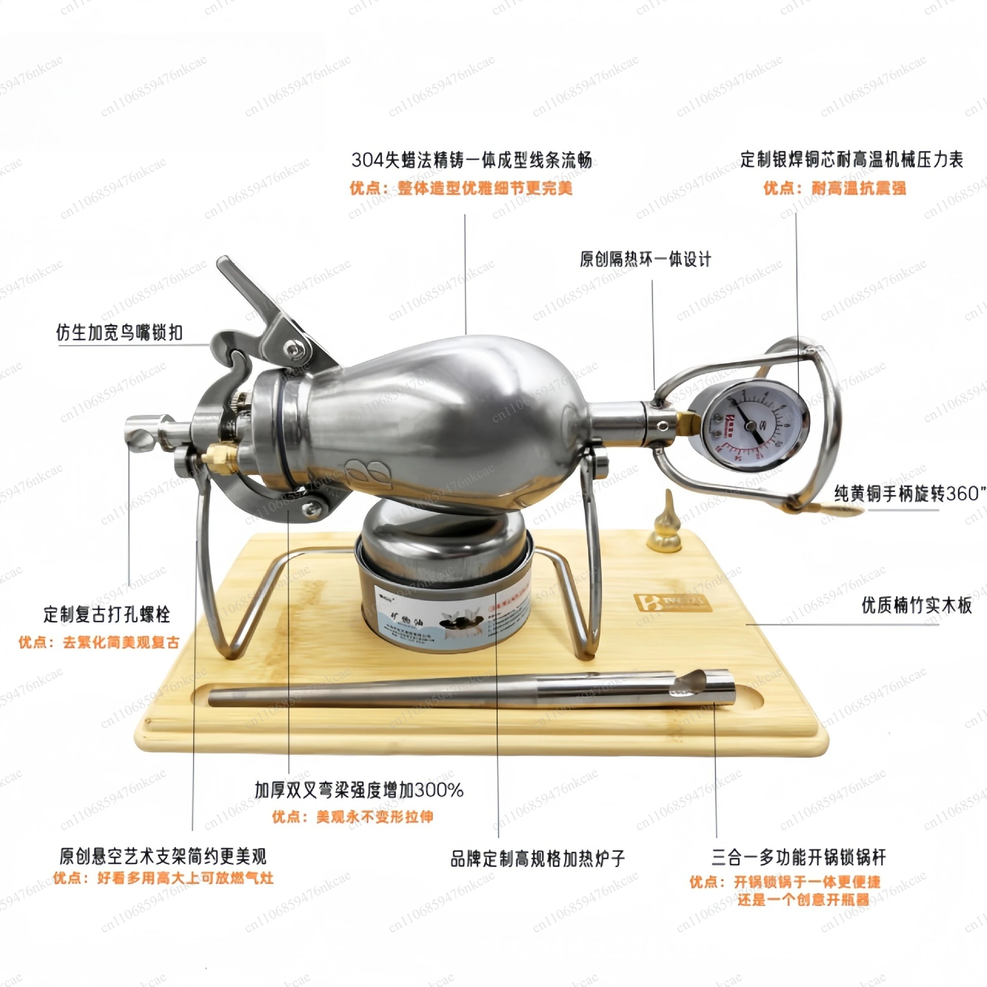 Household mini hand crank puffing appliance 304 stainless steel portable new model
