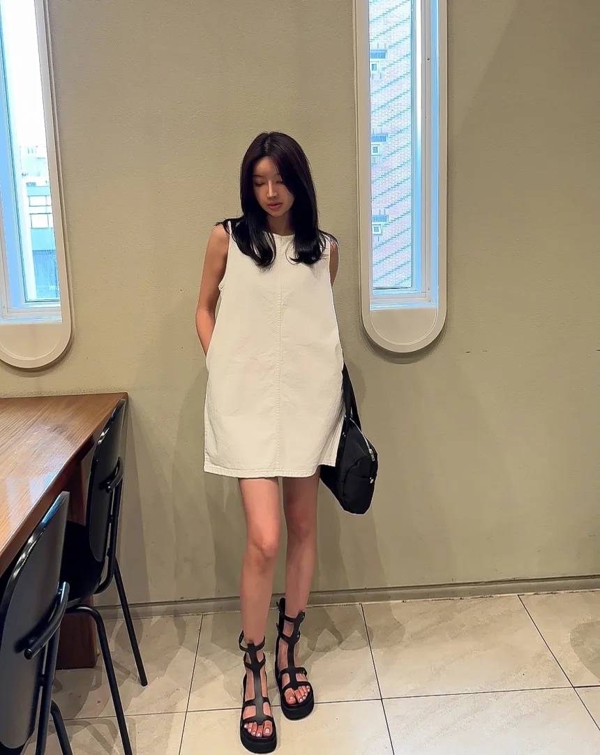 Retro redondo ne scela denim colete feminino solto corte reto ba oco para fora com cinto ort saia faionable verão dr