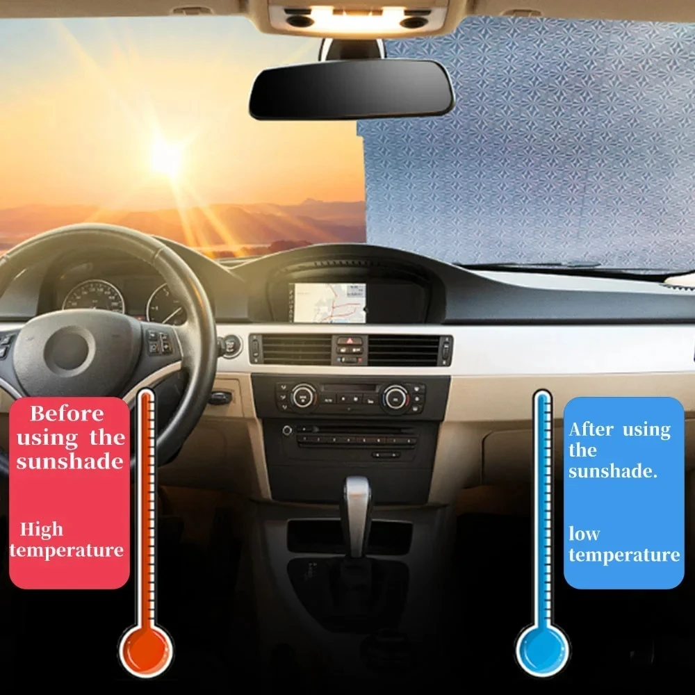 Car Windshield Sunshade Roller Blinds Auto Window Retractable Summer Protection Heat Insulation Curtain Front Rear Shading