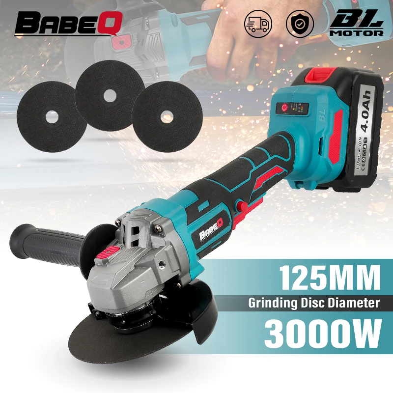 

125mm 3000W Brushless Angle Grinder Li-ion Battery Cordless Cutting Polishing Grinding Cutting For Makita 18V-21V Battery Pins