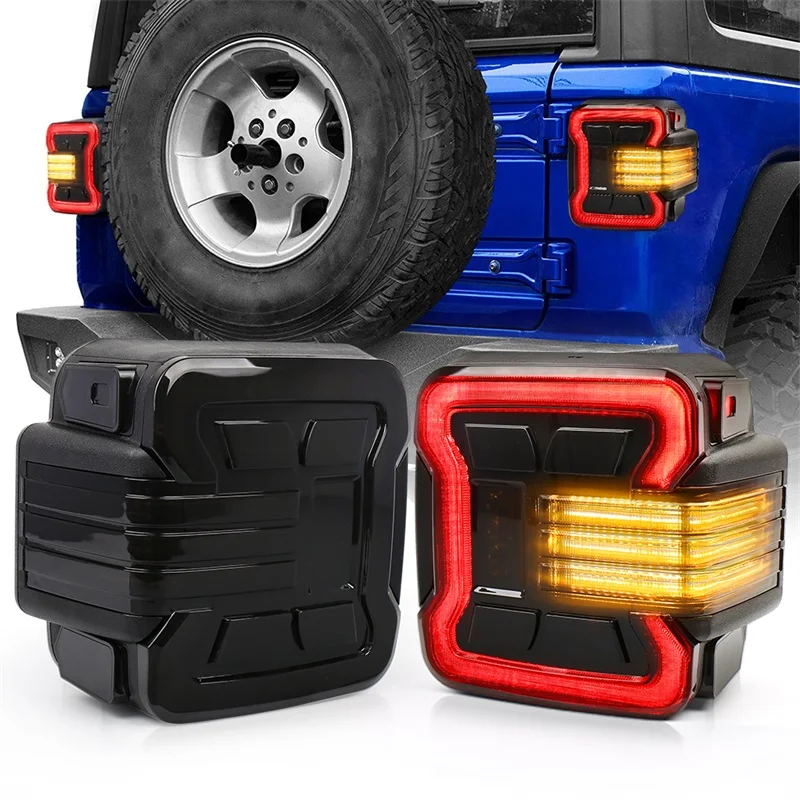 

OVOVS Brake Light Reverse Light Turn Signal Smoke Lens LED Tail Lights For Jeep Wrangler JL 2018-2023