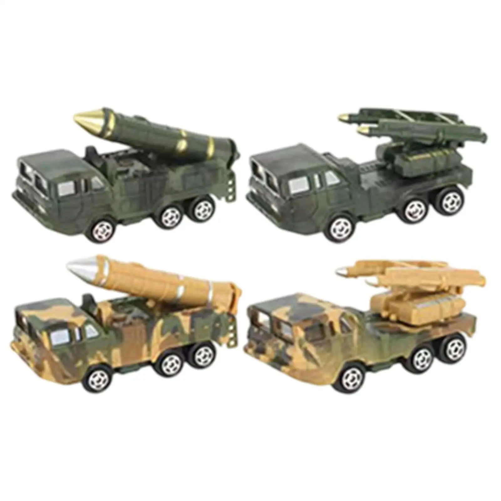 4 Pieces 1/64 Scale Miniature Truck Models Collection Miniature Scene Decor Gift Mini Vehicle Car Model for Children Kids Boys