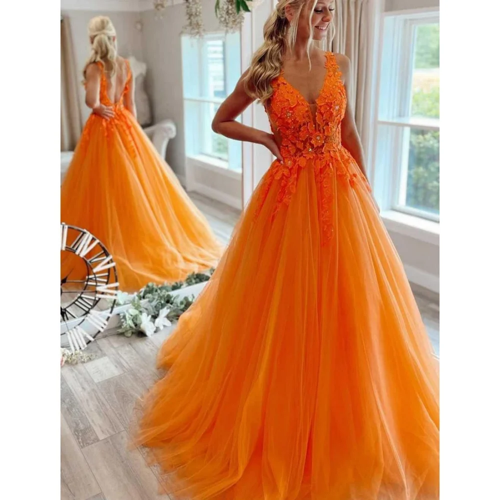 

Romantic Prom Gowns A Line Tank Applique Homecoming Dress Tulle Floor Length Party Dresses New Arrival فساتين سهرة