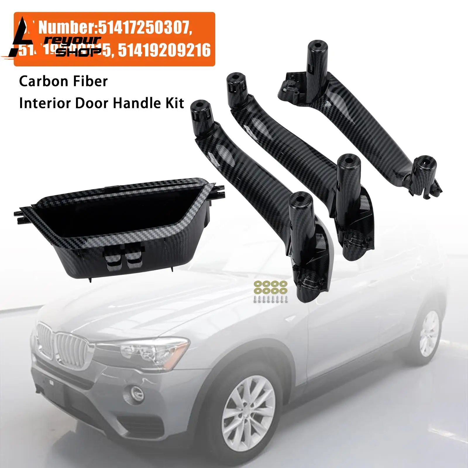 

Комплект внутренних дверных ручек из углеродного волокна 51417250307 для BMW X3 (F25) X4 (F26)