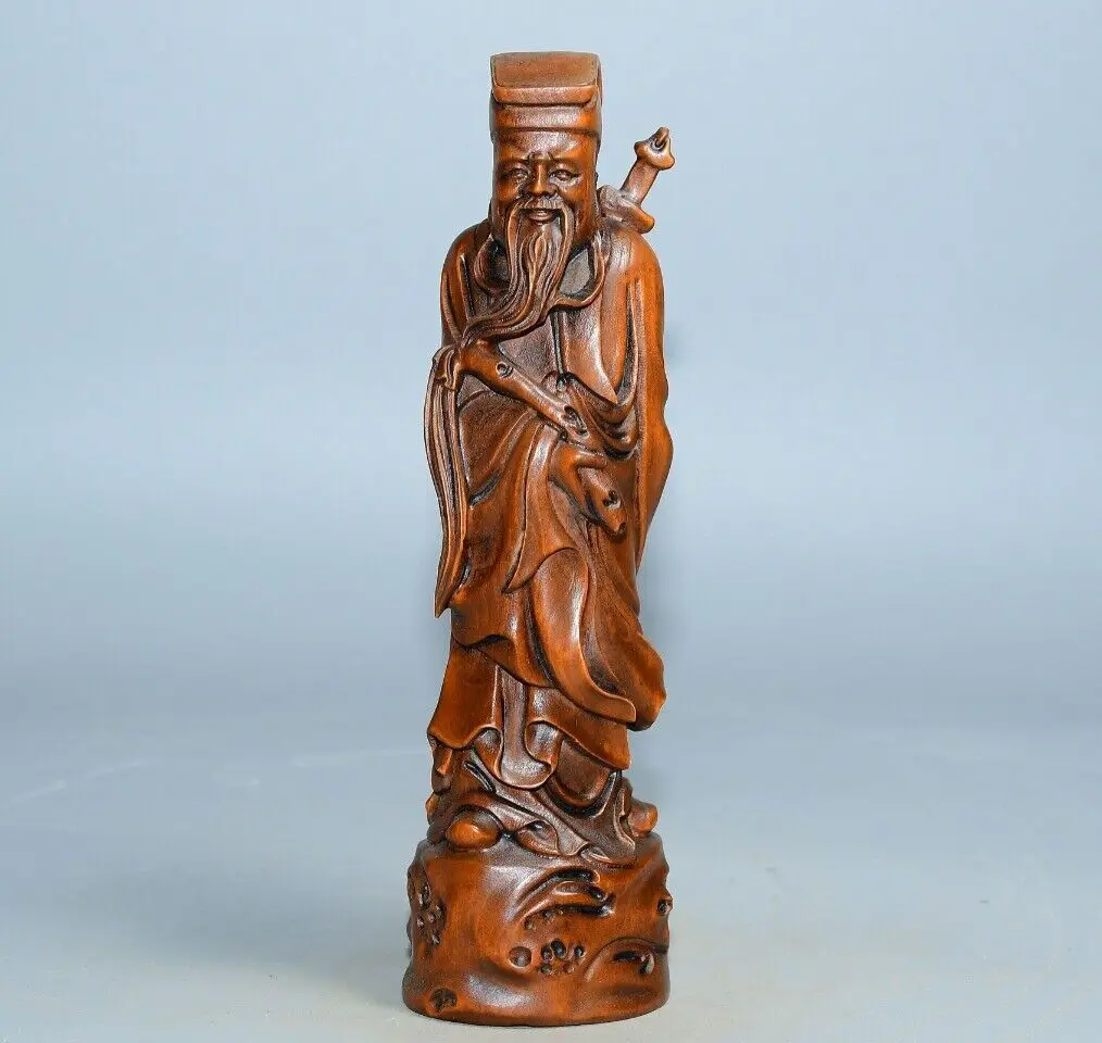 

China Natural Boxwood Carved Exquisite Figure Statue Wooden Sculpture Home Decor