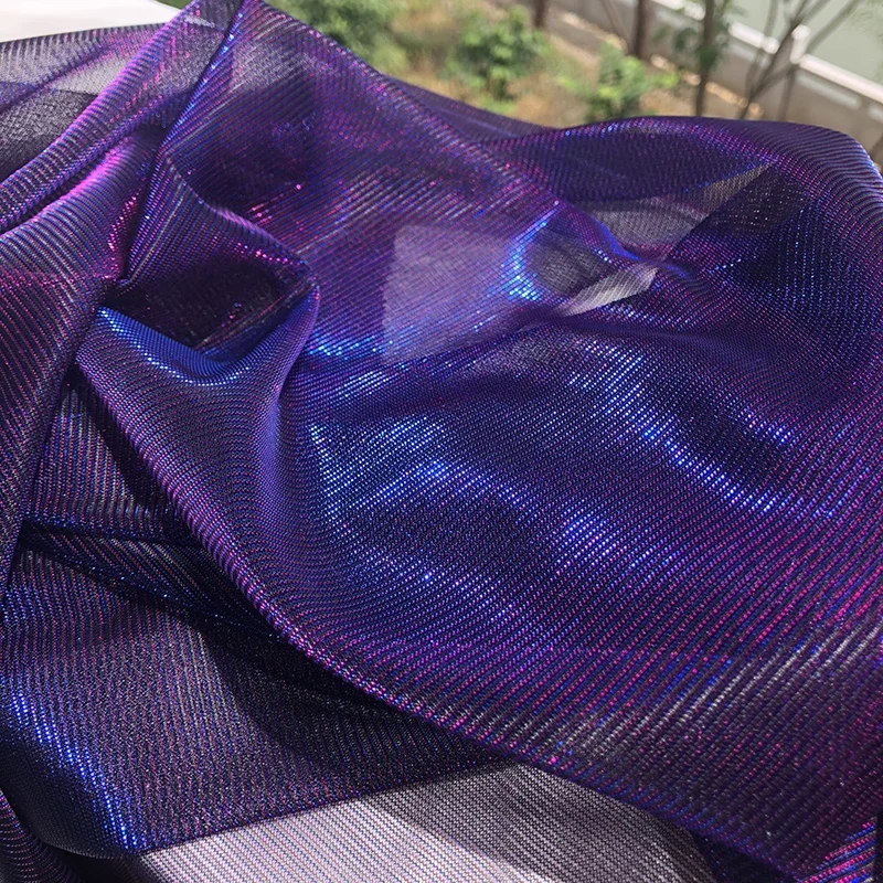 نسيج شبكي بمنظور لامع بالليزر ، ملابس مرحلة هانفو ، مواد خياطة ذاتية الصنع ، قماش نسيج إبداعي ، 150 × 50 سم
