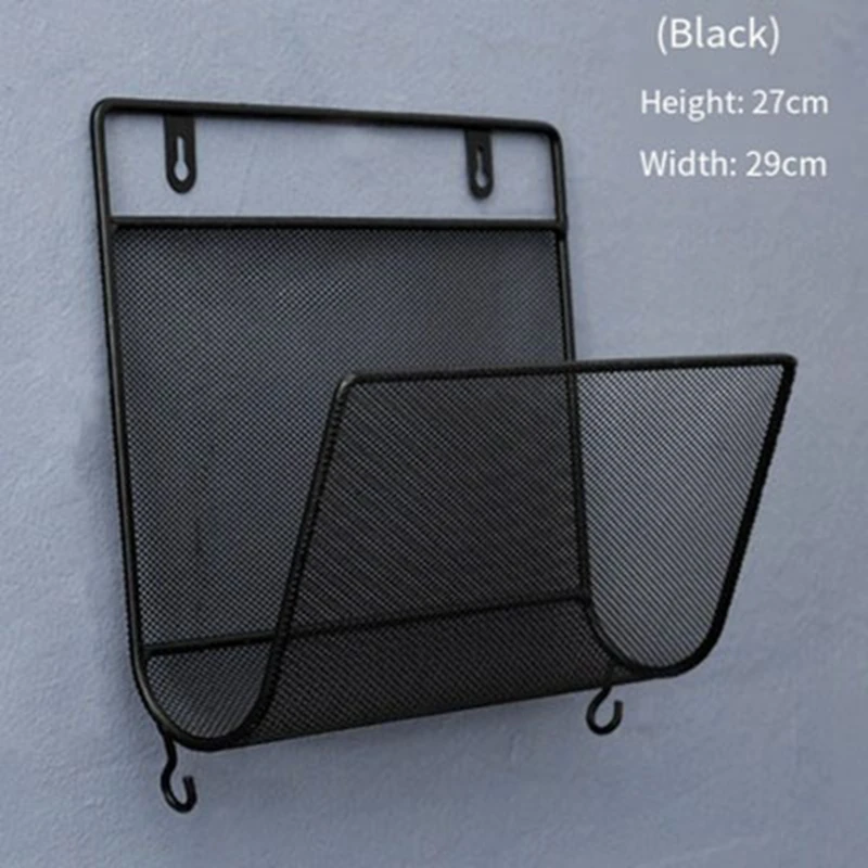 Iron Book Rack Metal Newspapers Rack Wall Mounted Bookshelf Wall Storage Shelves Office Simple Style