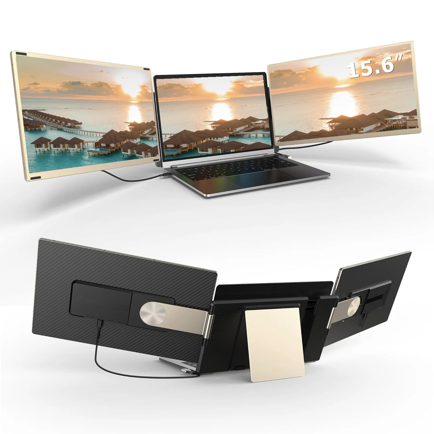 excellent 2025 Foldable Monitors S6 15.6" 1080P FHD Dual Screen Extender Compatible Mac/Windows Laptop Ultra-Portable Screen Spl