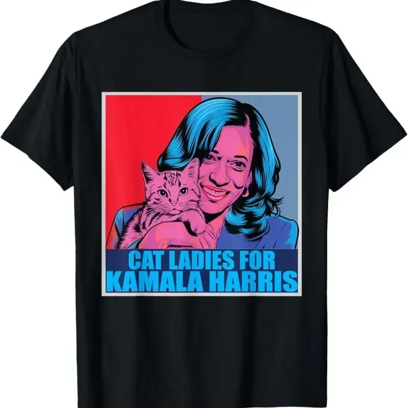 Cat Ladies für Kamala Harris Pop Art Portrait T-Shirt S 5XL