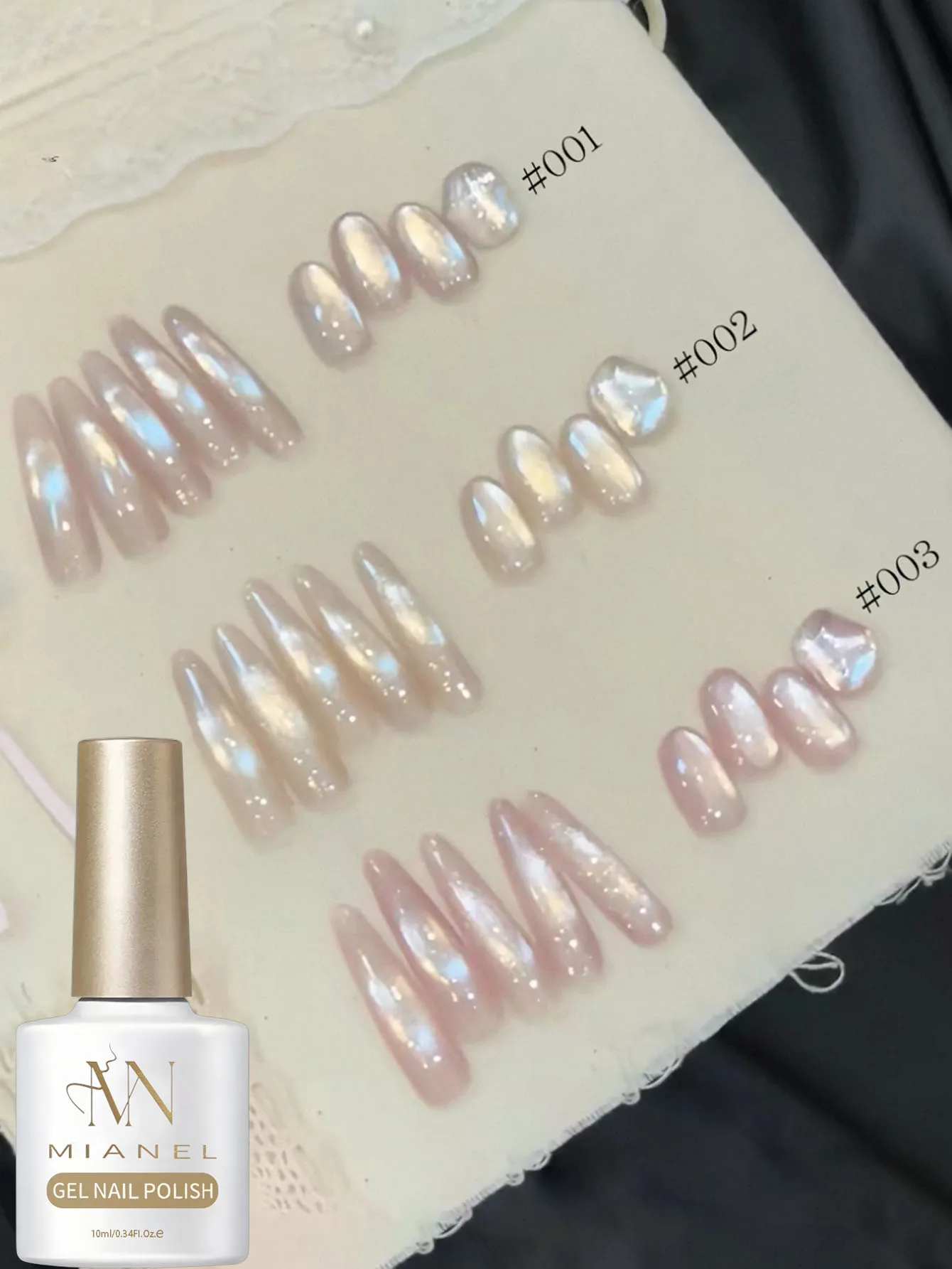 MIANEL 10ML 2026 Neuer Schneeweißer Märchenland 3-Farben Katzenauge Gel-Nagellack Funkelnder Goldschimmer Rosa Satin Glasperlen Nagelkunst – Detail 20