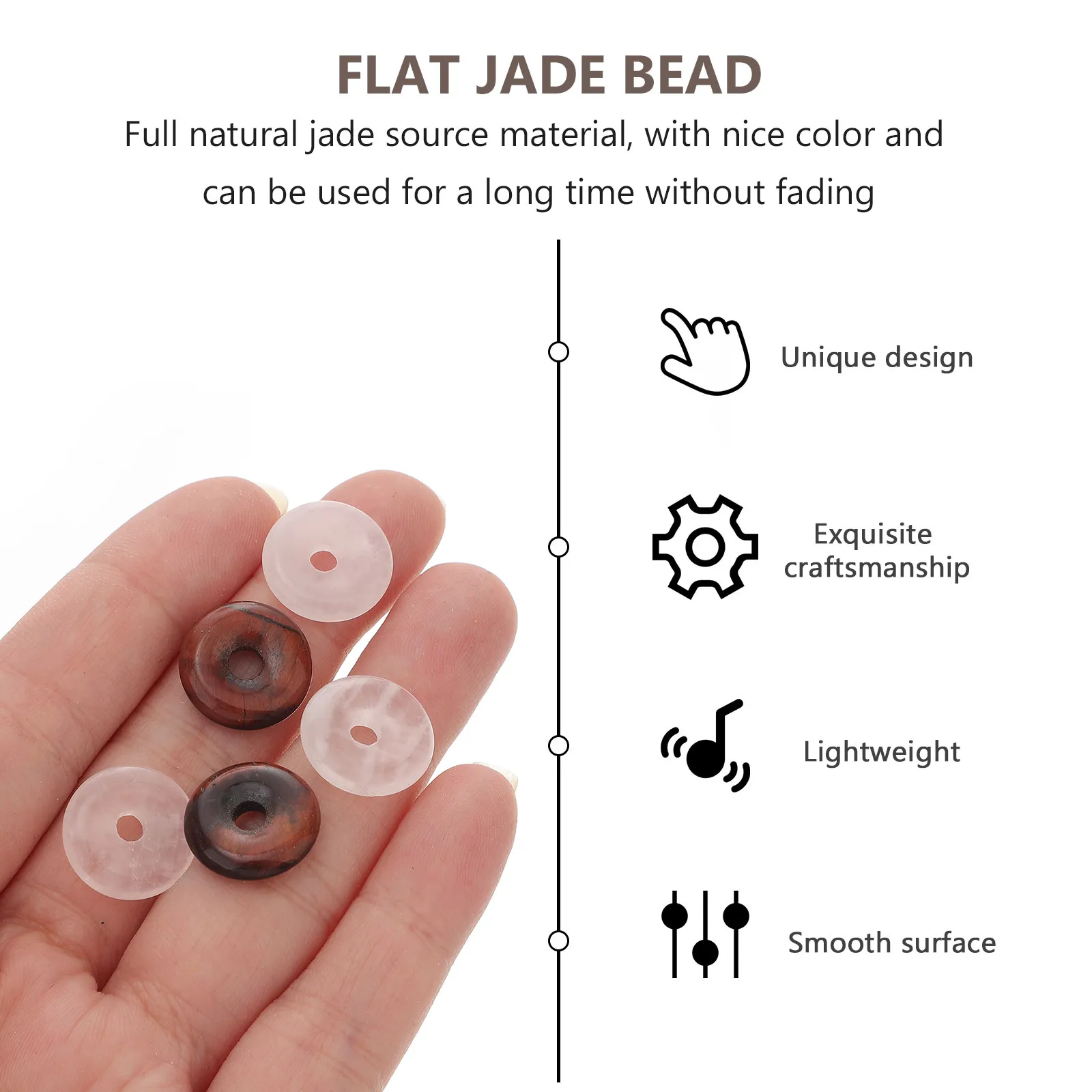 5Pcs Natural Jade Pendant Peace Buckle for Jewelry Making DIY White Pink Green Amethyst Beads Craft Loose Spacer Beads view 2