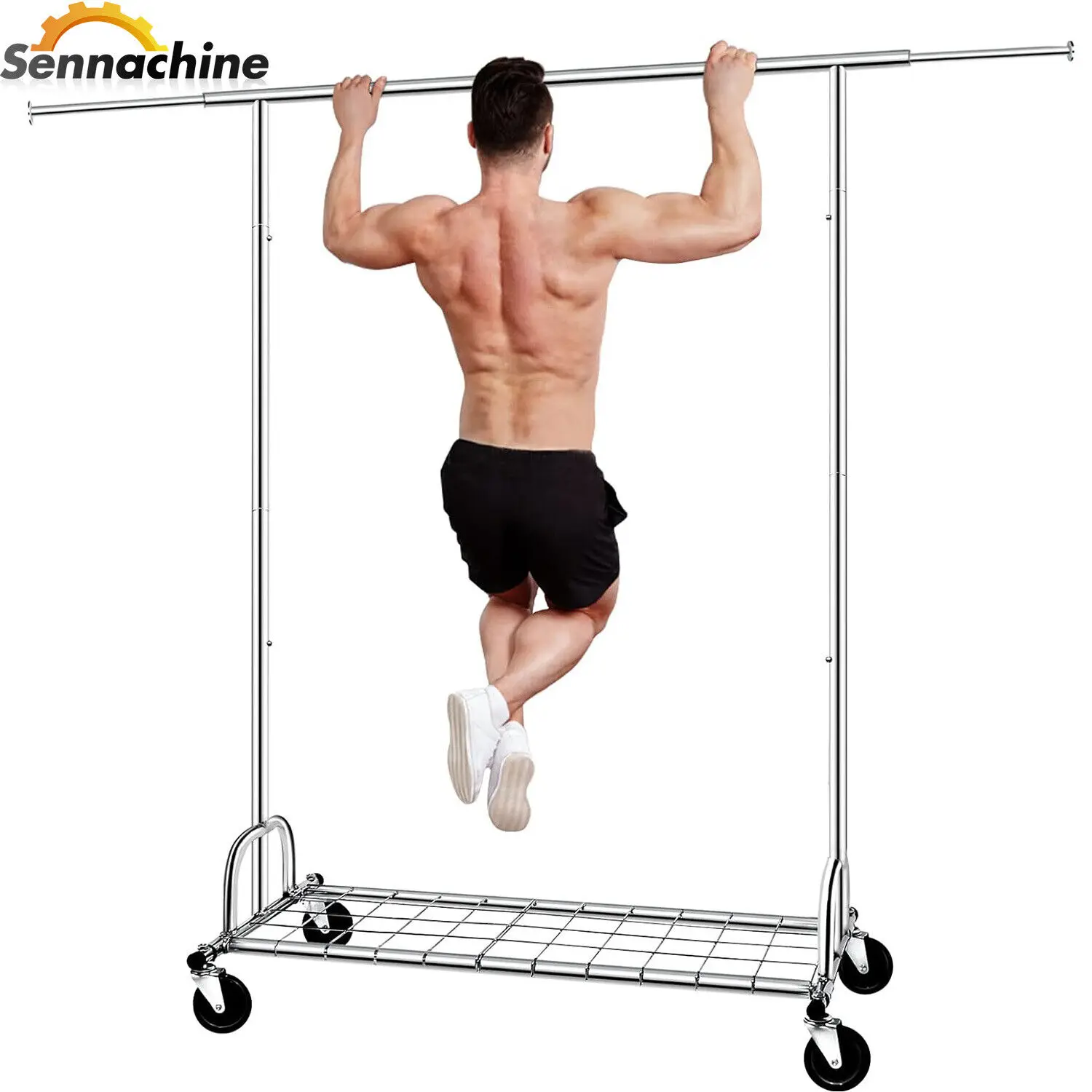 

US 450lbs Commercial Rolling Heavy Duty Garment Rack Clothes Rack Hanging Clothes