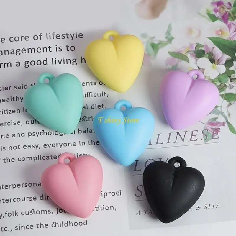 

N58F Acrylic Heart Pendant Bead DIY-Jewelry Making Necklace Charm Colorful Heart Loose Bead with Hole for Women Girl Teen
