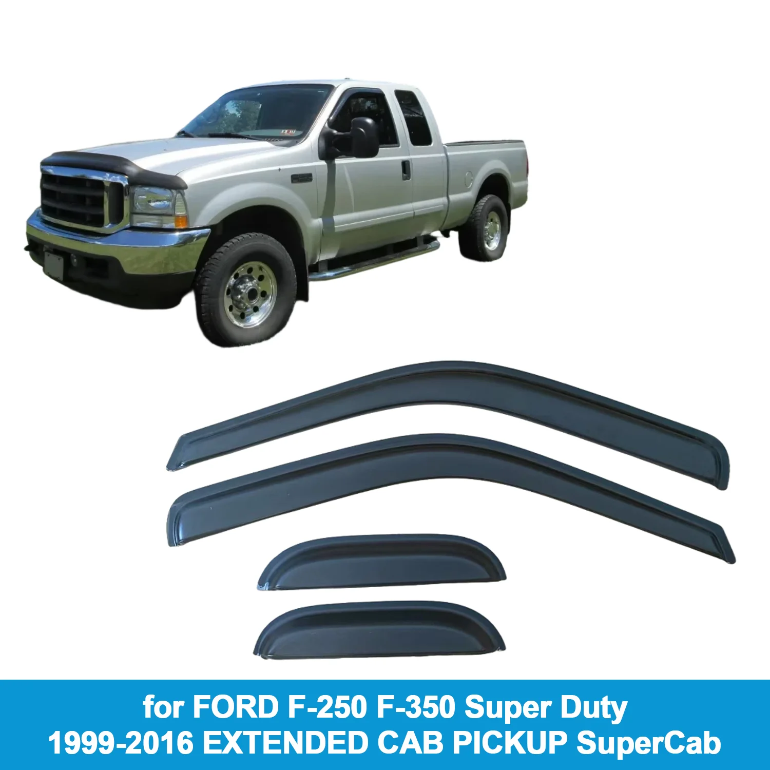 

Window Visor for FORD F-250 F-350 Super Duty 1999-2016 EXTENDED CAB PICKUP SuperCab Rain Guard Side Vent Deflector Weathershield