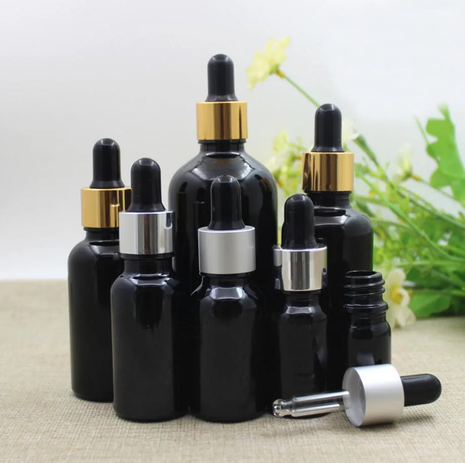 50ML black glass bottle essential oil liquid serum complex recovery dropper gel serum liquid skin care cosmetic packing