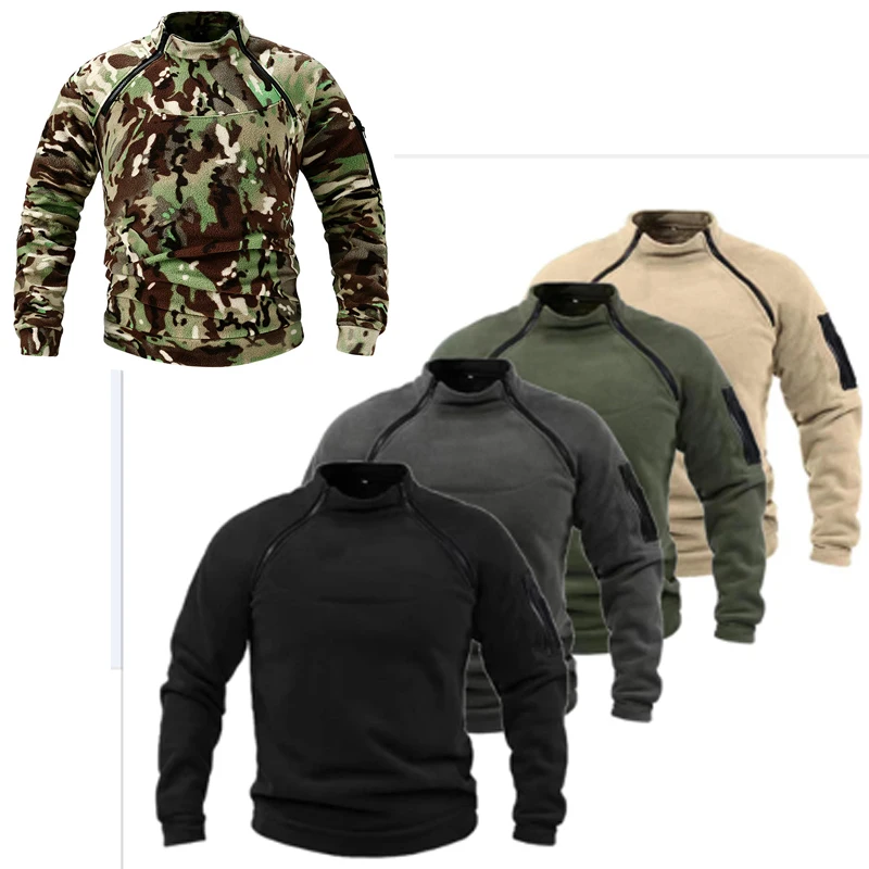 

Men's Tactical Outdoor Fleece Jacket Clothes Warm Zippers Pullover Men Windproof Coat Thermal Hiking Sweatshirt