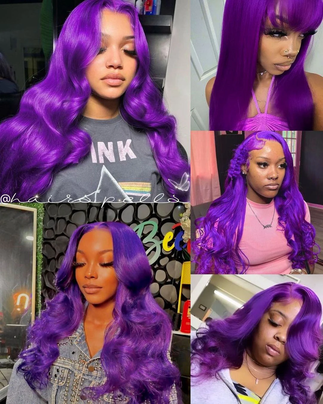 Charisma Long Body Wave Lacr Front Wig Side Part Synthetic Lace Front Wigs For Women Purple Lace Wigs Natural Hairline Wig