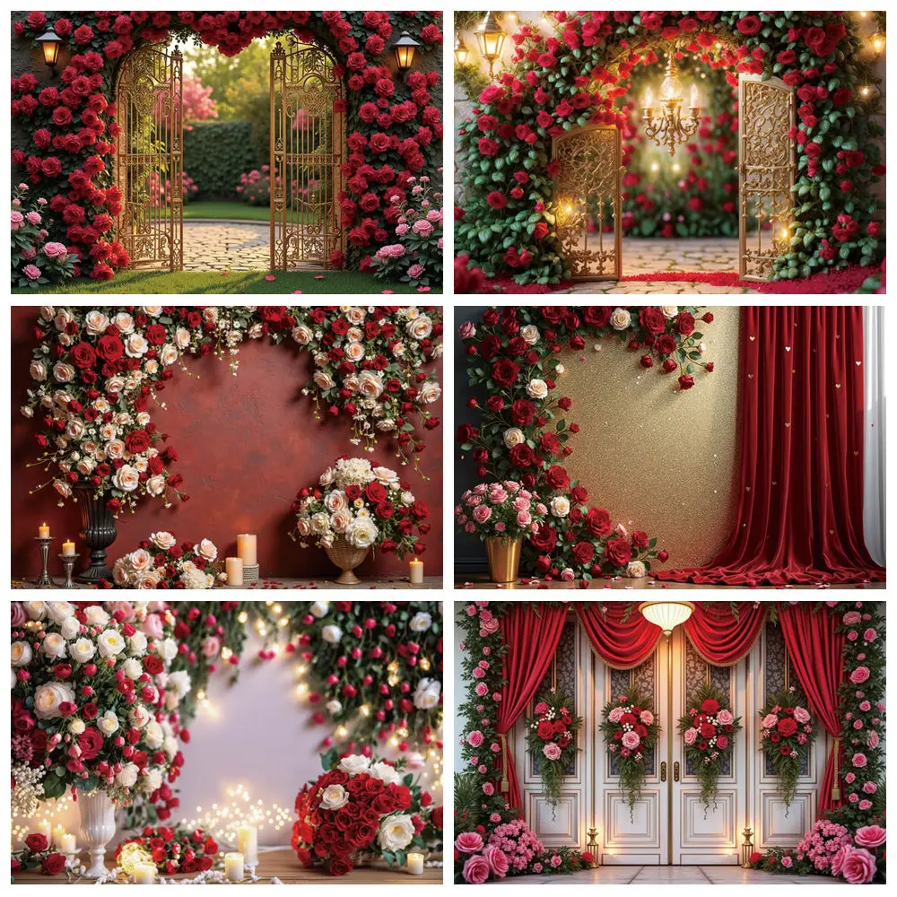 MOON.QG 2025 Valentine's Day Background Photography Love Heart February 14 Red Rose Photozone Backdrop Children Studio Props