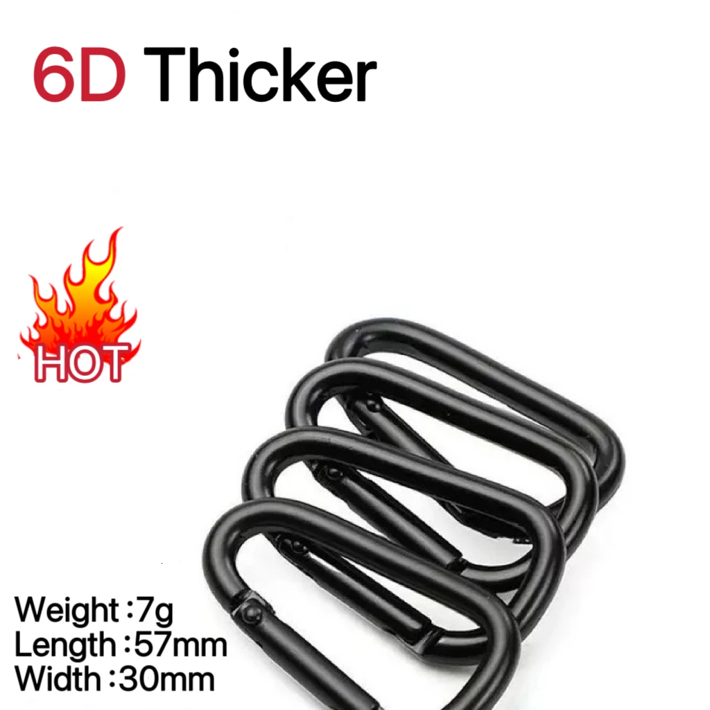 5Pcs Black Hiking Climbing Carabiner Quickdraws Camp Snap Clip Hook Keychain Keyring Camping Hiking Fishing Outdoor Accessories