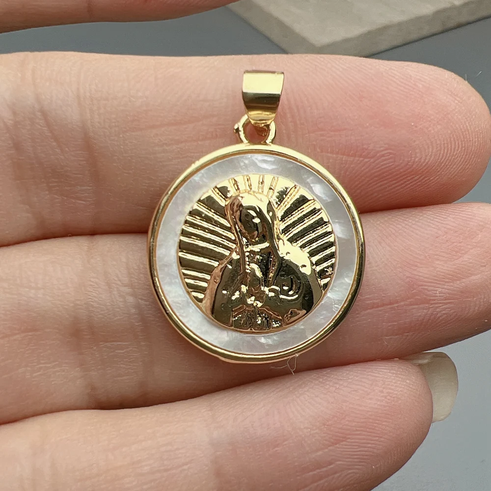 Fashion Natural Sea Shell Religious Pendants Jesus Virgin Mary Charms For Jewelry Making Women Necklace Bracelet