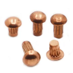 10-50pcs GB827 Knurled Solid Copper Rivets M2 M2.5 M3 M4 Purple Copper Round Head for Name Plate Label Brand Button Shank Faste
