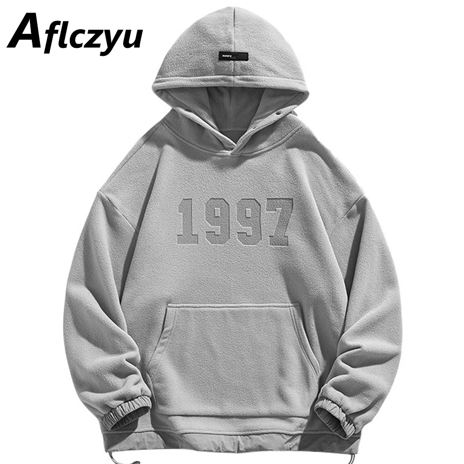 

Vintage Hoodies Men Autumn Winter Fleece Hoodies Harajuku Hooded Sweatshirts Male Fashion Casual Solid Color Hoodie