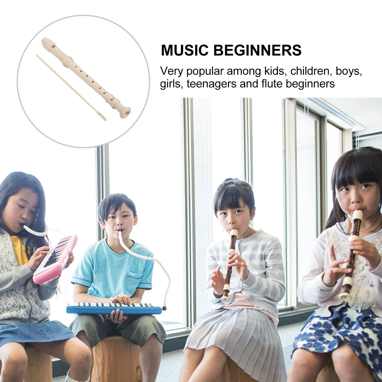 

1Set 8 Hole Kid Soprano Recorder ABS Clarinet Musical Instrument for Kids Early Education Hand Flexibility Music Cognition