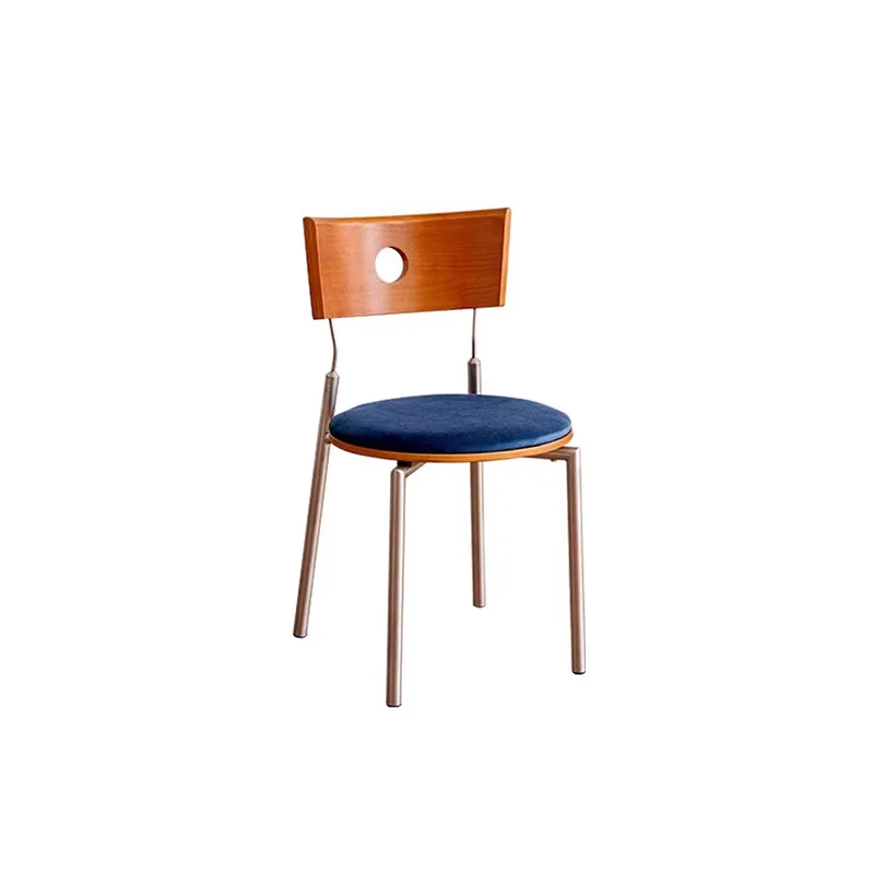 

Medieval Bauhaus chair Internet celebrity household small dining chair designer stainless steel solid wood backrest dining table