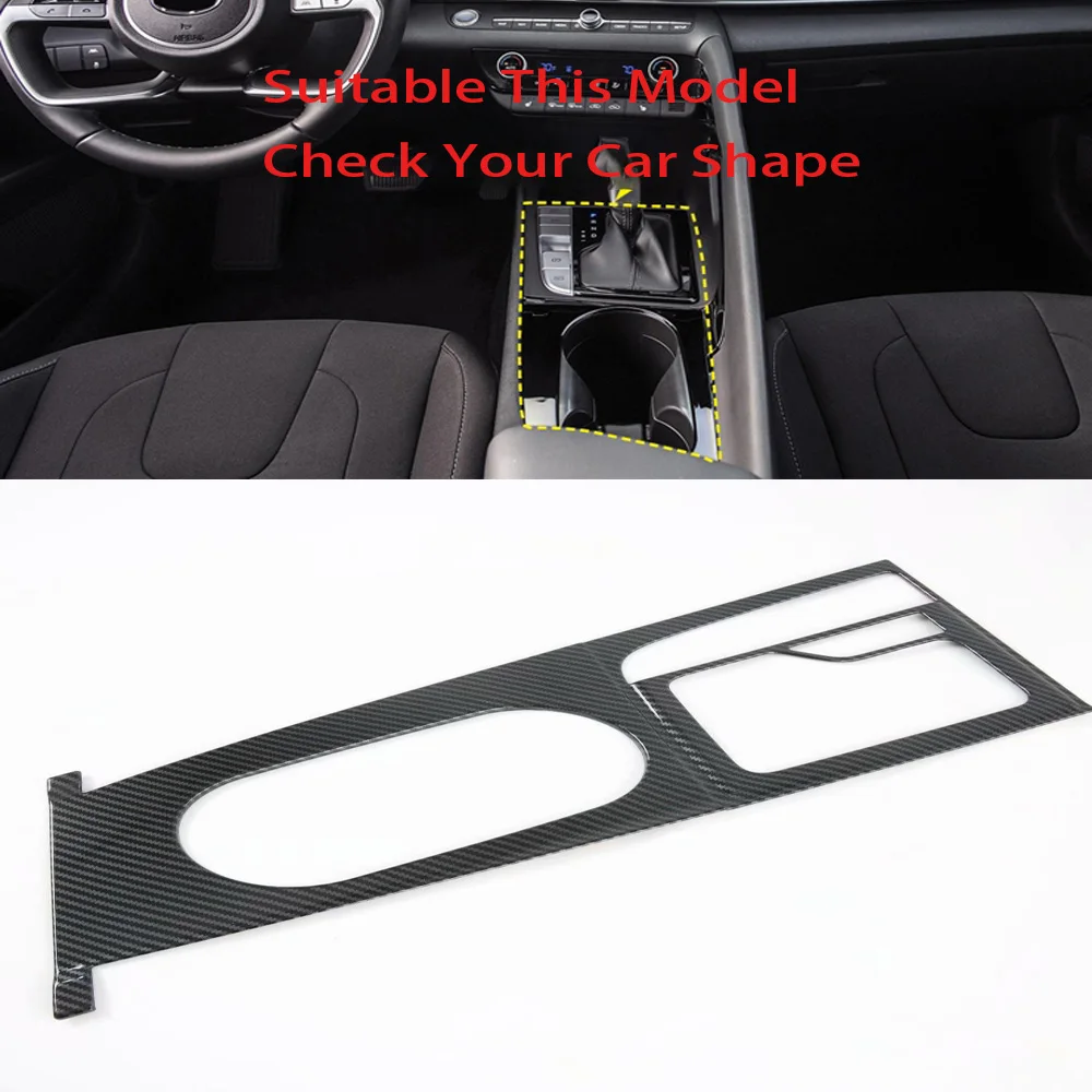 

For Hyundai Elantra CN7 2021 2022 Car Water Cup Gear Shift Panel Trim Interior Decorative Cover Carbon Fiber Accessories