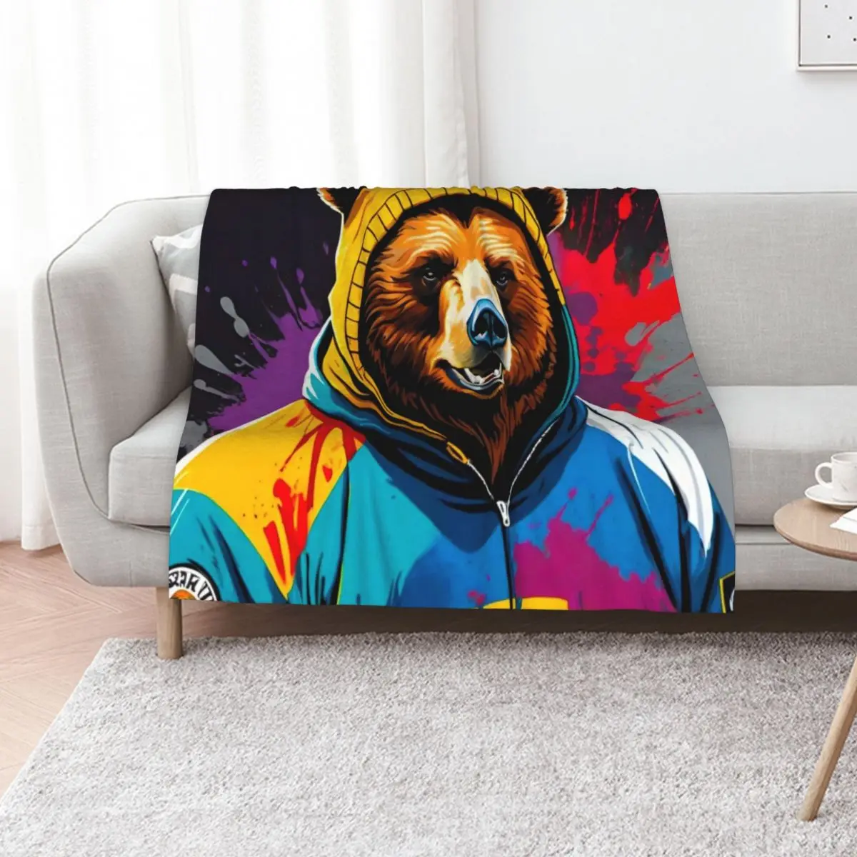 

Grizzly Hooligan: Fierce and Untamed Throw Blanket Nap Decoratives Sofa Throw Bed Fashionable Blankets