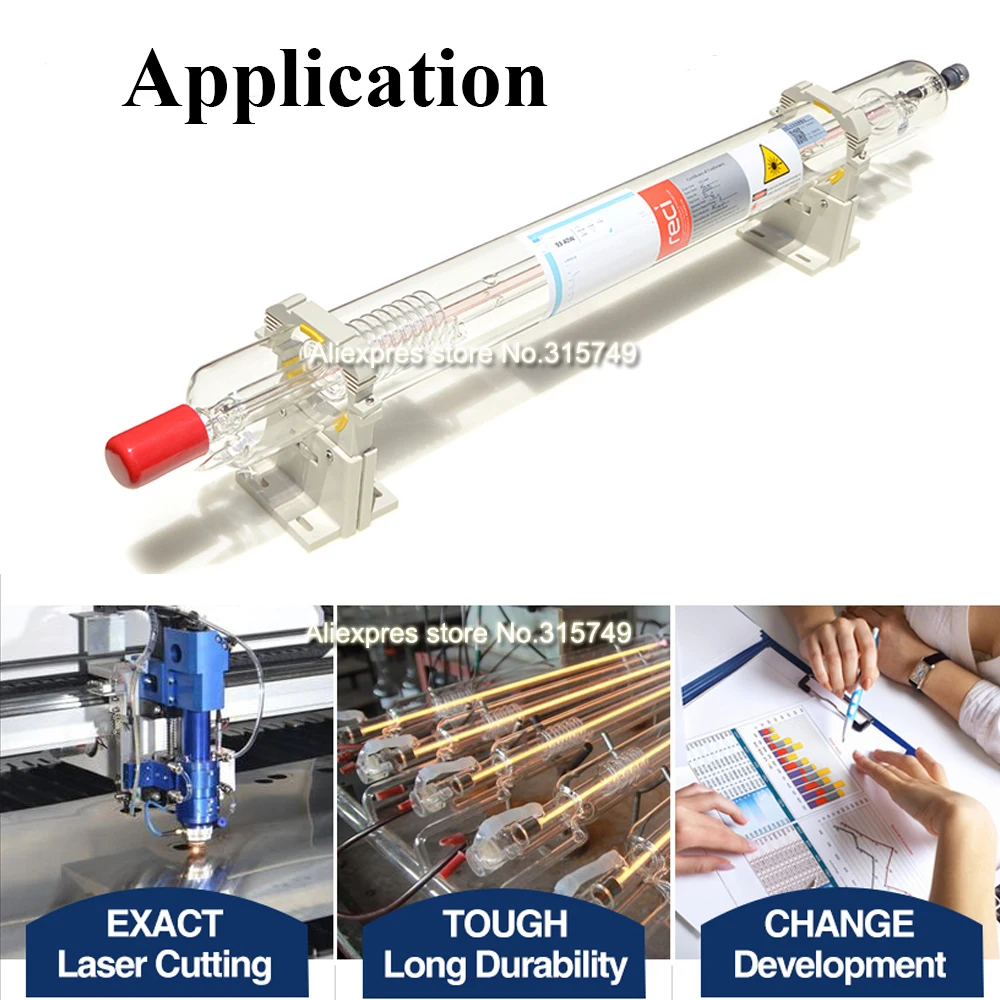 Reci W2 CO2 레이저 튜브, 목재 상자 포장, 레이저 조각 절단기, 목공 EU 주식, 직경 80mm, 65mm, 100W