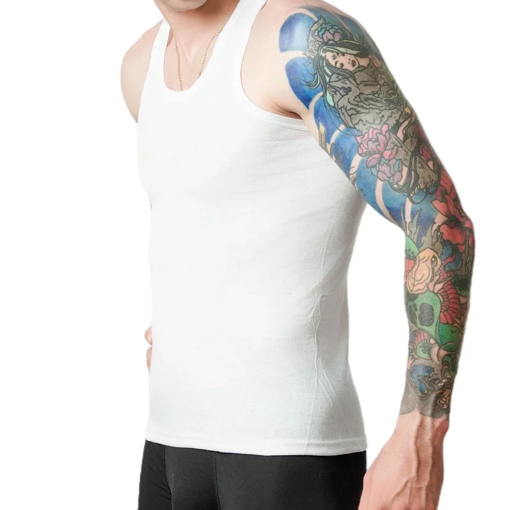 3pcs Men's Tank Top Cotton Tank Undershirts Breathable เสื้อกั๊กชุดชั้นในฤดูร้อนแขนกุด A-เสื้อออกกําลังกายฟิตเนส