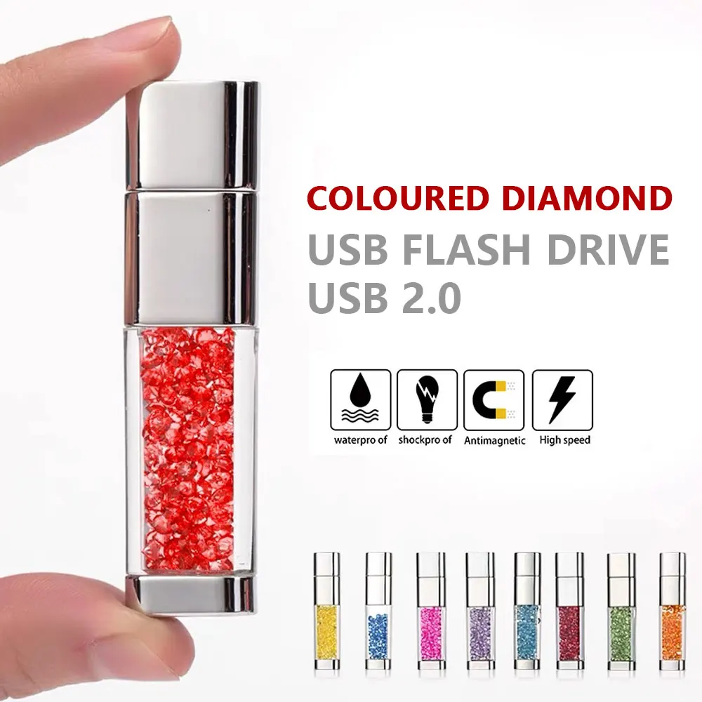 Fashion Crystal USB 2.0 Flash Pen Drive Memory Gift USB Flash Drive Diamond Key Flash Memory Stick 64GB 32GB 16GB 8GB 4GB