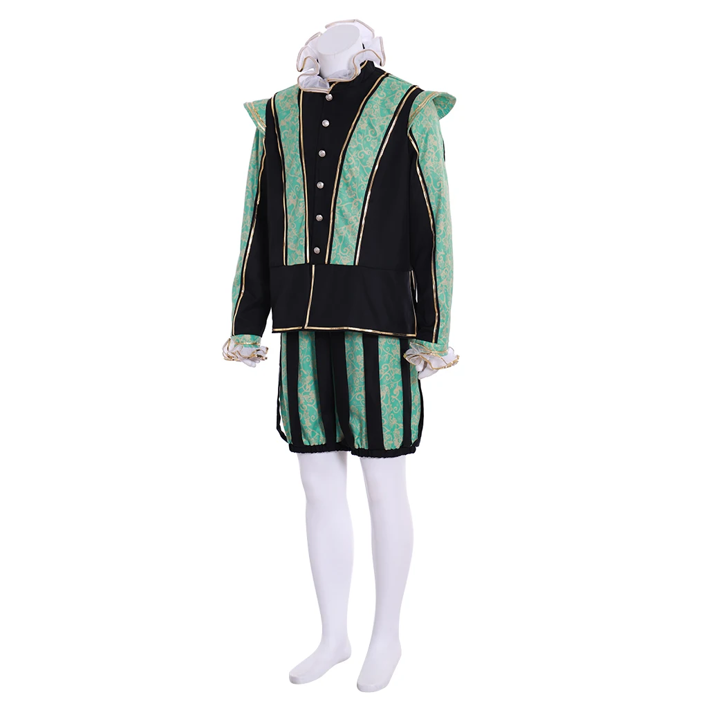 Cosplaydiy Men's Tudor Elizabethan Costume Medieval Renaissance Tudor King Henry Lord Court Suit  Theater Costumes Custom