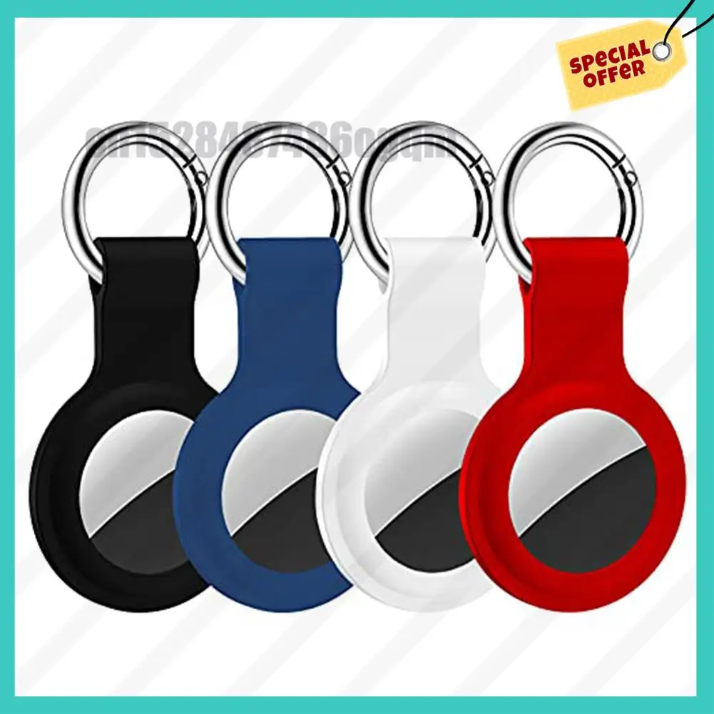 -ABJZ 4 قطع حامل حماية لحافظة Airtag متعددة الألوان من السيليكون للتصميم المكشوف للعلامات الهوائية