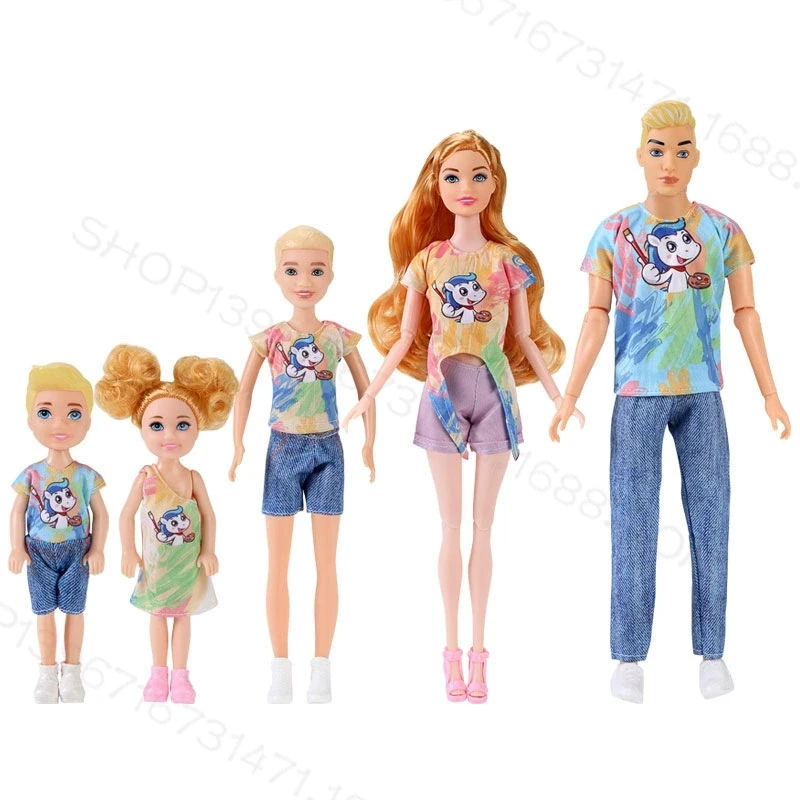 30 سنتيمتر الأسرة دمية المنقولة الجسم أمي أبي كين والأطفال 4 دمى مجموعة 11.5 بوصة التعليمية اكسسوارات عيد ميلاد هدية الكريسماس ألعاب أطفال #6