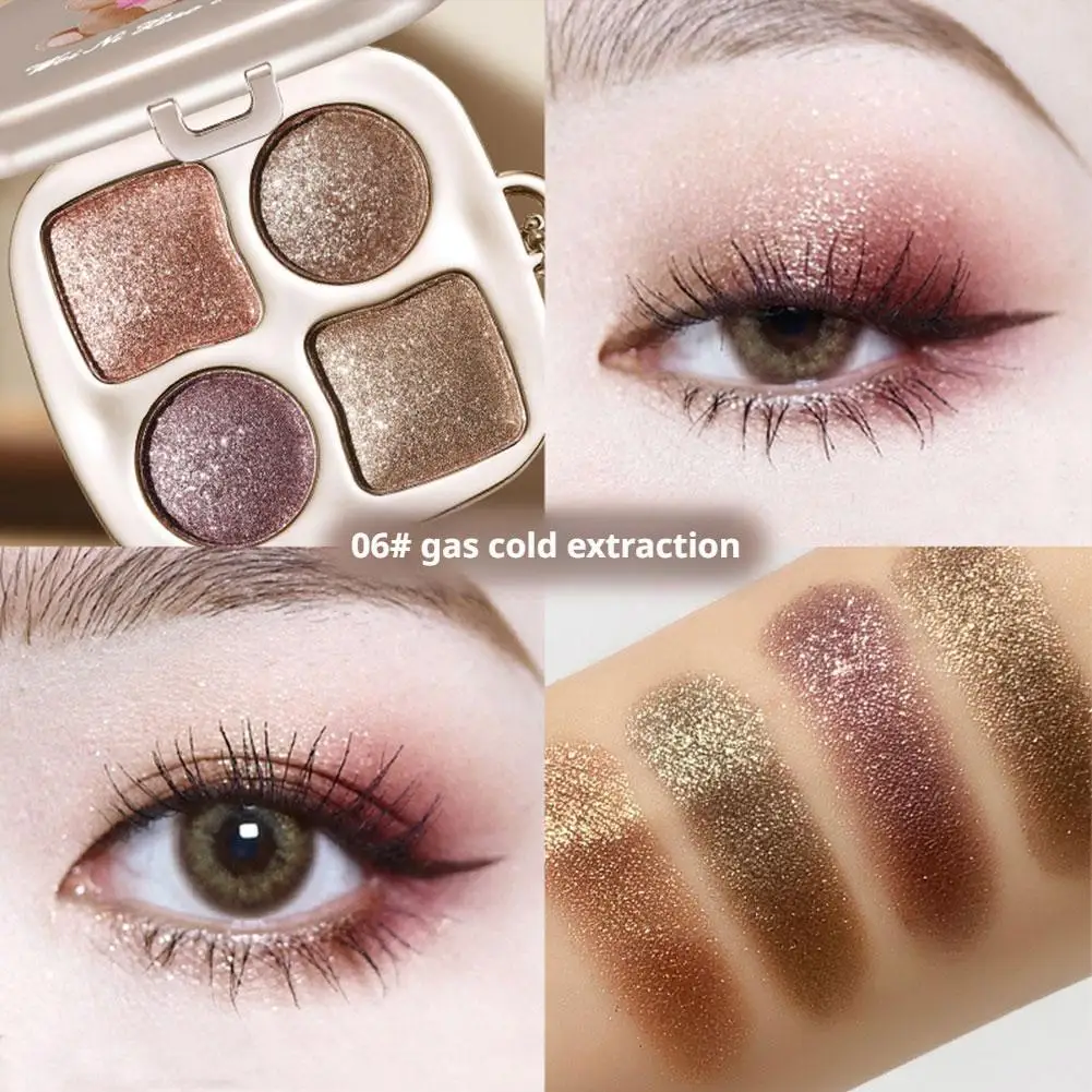 Paleta de maquiagem para olhos fácil de colorir ﻿ Paleta de sombras de 4 cores fosca brilhante perolada glitter sombra de olhos de longa duração