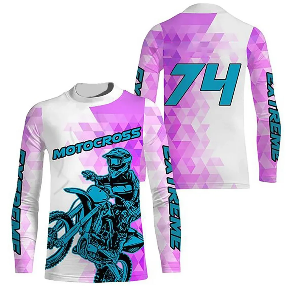 

MOTOCROSS Racing Suit Summer New Size Printed Mesh Breathable Quick Drying Men's And Women's Long Sleeved Round Neck T-Shirt