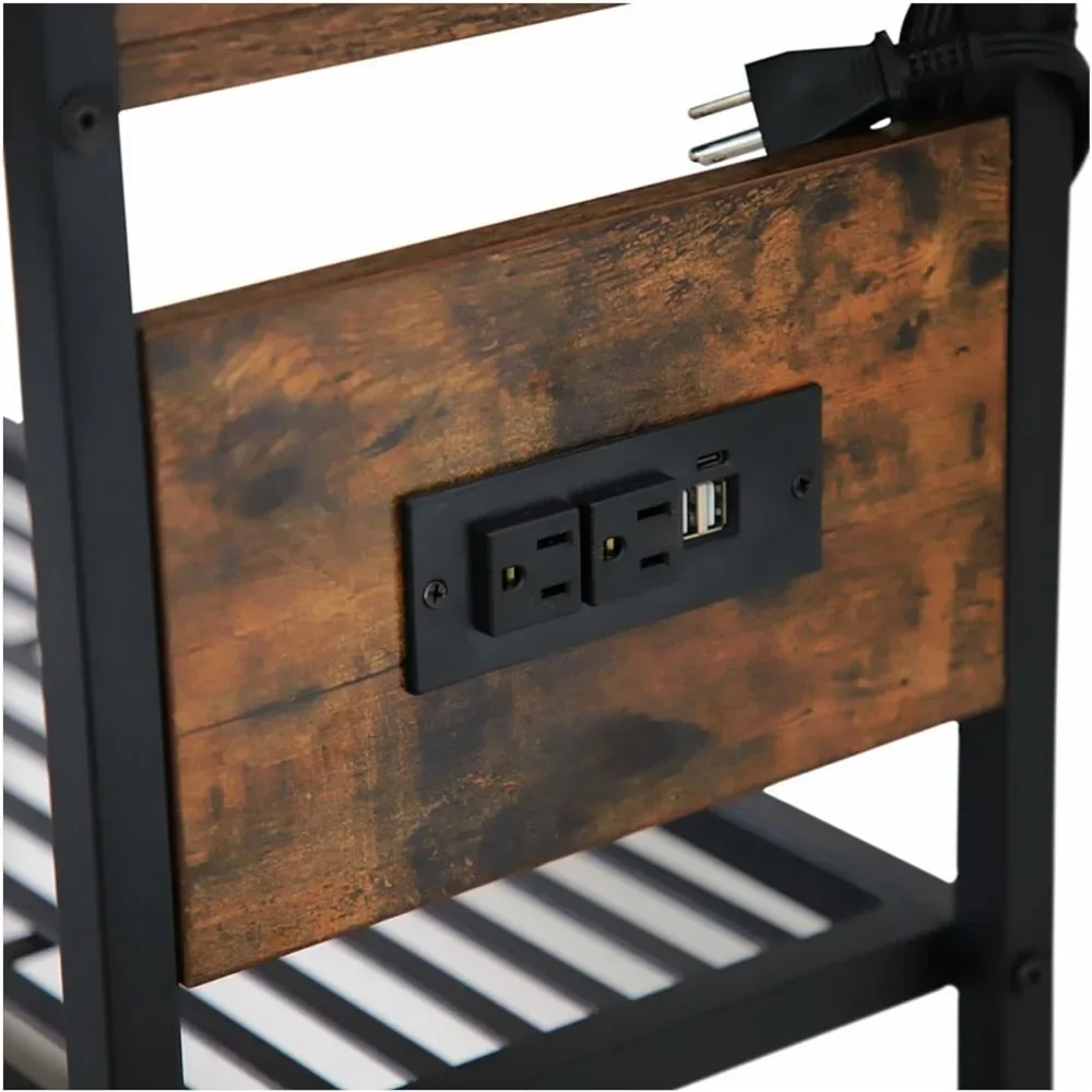 USB Ports,Entryway Table with Drawer,Storage Shelf,Sturdy Metal Frame,Wood Narrow Console Sofa Table