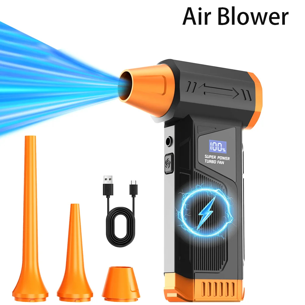 【2025 جديد】منفاخ هواء توربو بمروحة نفاثة لاسلكية بدون فرش لتنظيف السيارة مع شاشة LED رقمية محمولة للاستخدام في الهواء الطلق والشواء