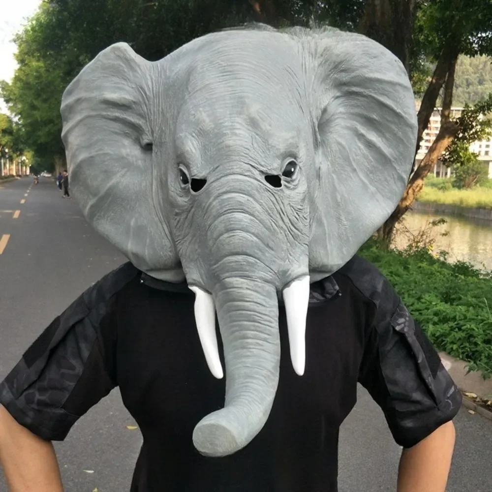 Elephant Hood Spoof Mask Halloween Masquerade Asian Elephant Laughing Animal Mask Live Props COS