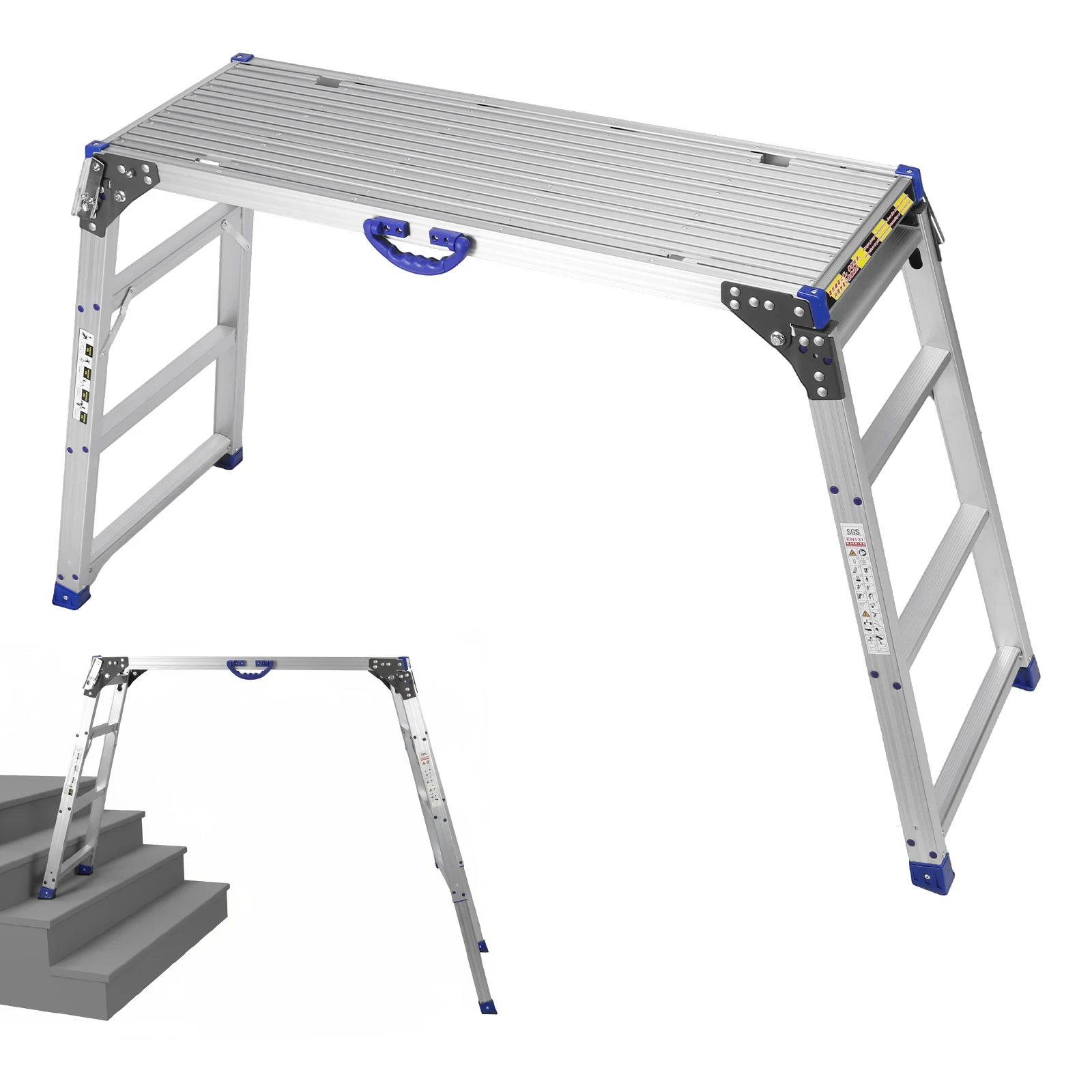 منصة عمل قابلة للتعديل 50 ترس منصة عمل محمولة قابلة للطي منصة تسلق ألومنيوم واسعة للغاية للتخييم والديكور #2