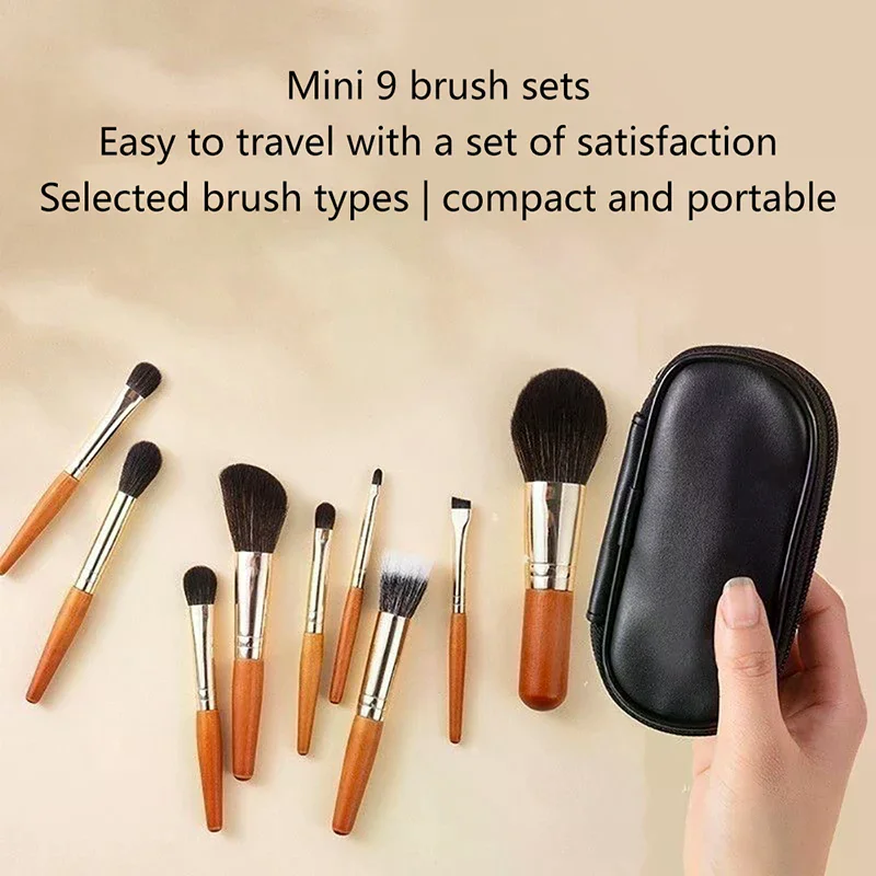 /ACR/9pcs Protable Makeup Brushes Set MiniCosmetic Brush Powder Foundation Blush Blooming Eyebrow Eyeshadow Brush Kit