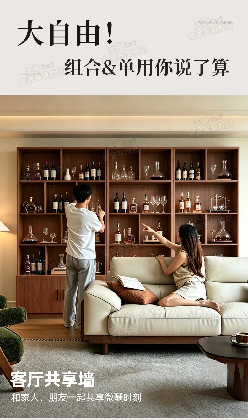 Wood Modern Bar Cabinet Wine Rack Shelf Coffee Storage Display Bar Cabinet Wine Rack Salon Nordic Gabinete Home Furniture