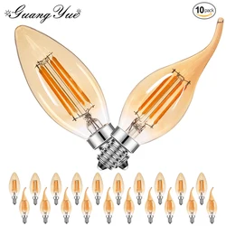 10Pcs Candle Lamp C35 E14 Led Dimmable 4W 220V 110V E12 2200K Warm White Indoor Vintage Chandelier Replaceable Light Bulb Decor
