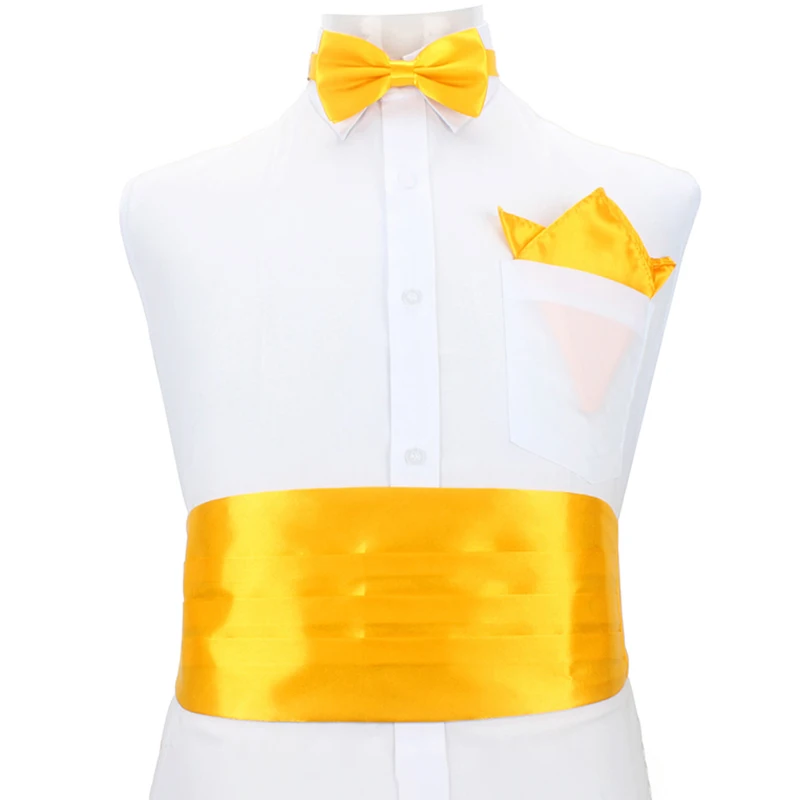 ผู้ชาย Bow Tie & Cummerbund และกระเป๋า Hankie ชุดคลาสสิก Bow Tie Cummerbunds Tuxedo ผ้าเช็ดหน้าสําหรับงานปาร์ตี้งานแต่งงาน Proms