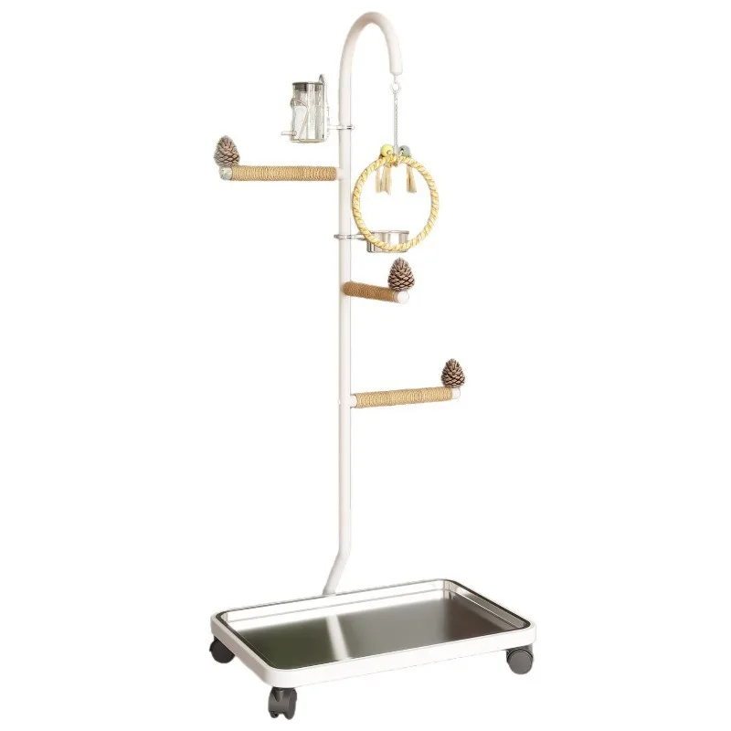 Arched bird stand kettle model, medium to large iron stainless steel drinking and feeding, washable