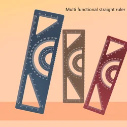 Multi functional 4-in-1 straight ruler Aluminum alloy material Draw a triangle  Wave lines Protractor